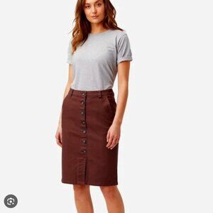 Pendleton Chocolate Brown Button Front Pencil Skirt Sz 14 NWOT Granola Girl